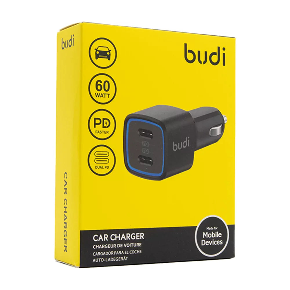 Budi Car Charger Dual PD 60W Fast Charging CC065RB
